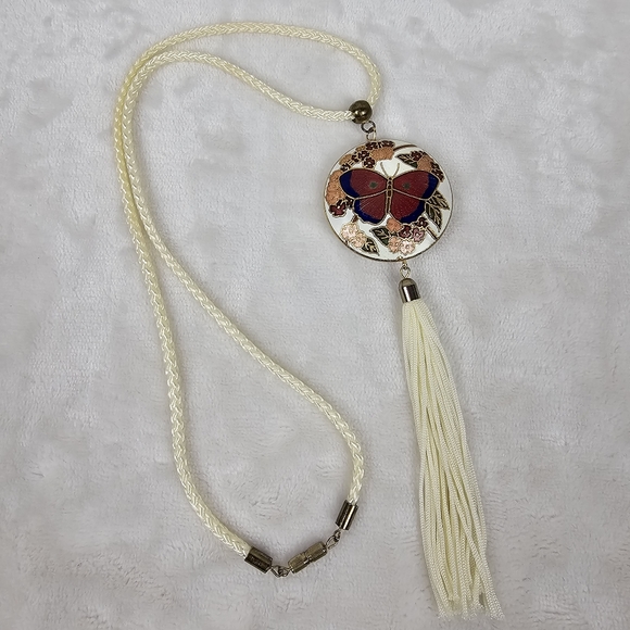 Vintage Cloisonne Butterfly Pendant Necklace - Picture 10 of 10